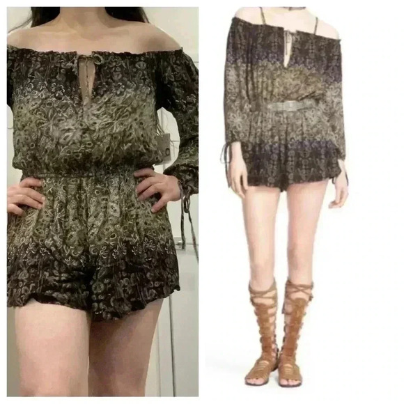 Free People Off the Shoulder Romper - Picture 1 of 11